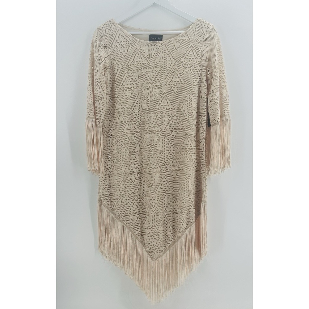 NWT Step In Style Dress Cream Beige Sz S‎ Crochet Tunic Dress Boho AB12